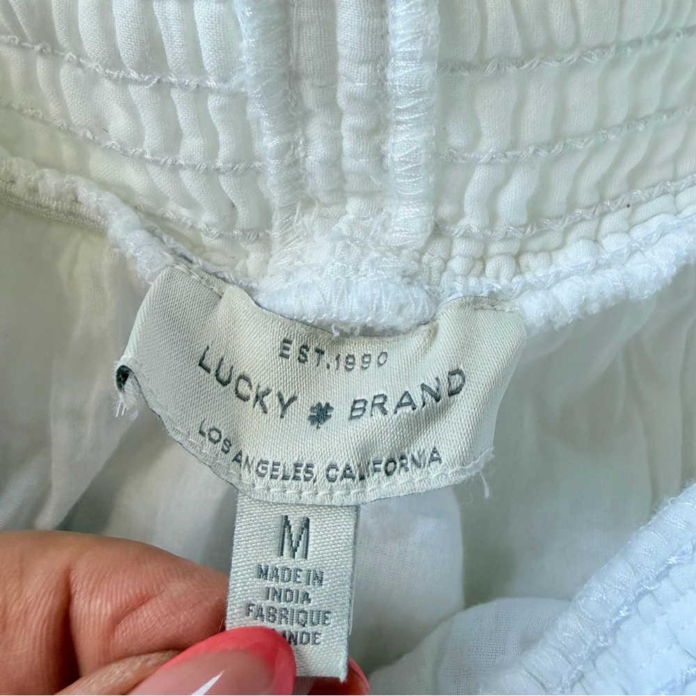 Lucky Brand White Eyelet Tiered Midi Skirt Size M Boho Cottagecore - Picture 10 of 15